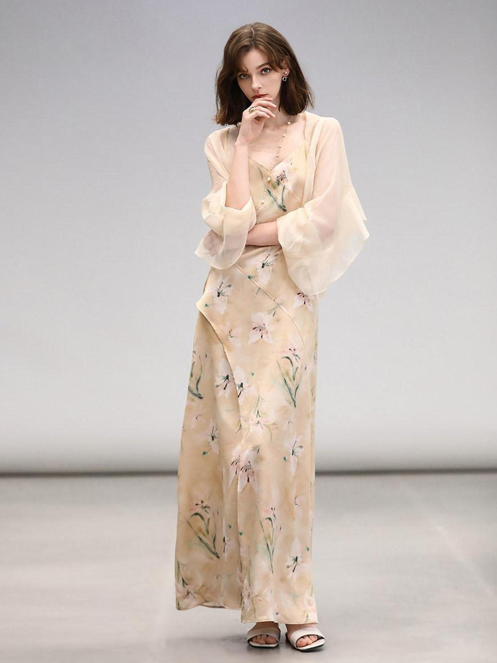 COCOBELLA Elegant Floral V Neck A Line Spaghetti Strap Women City Date Travel Dresses