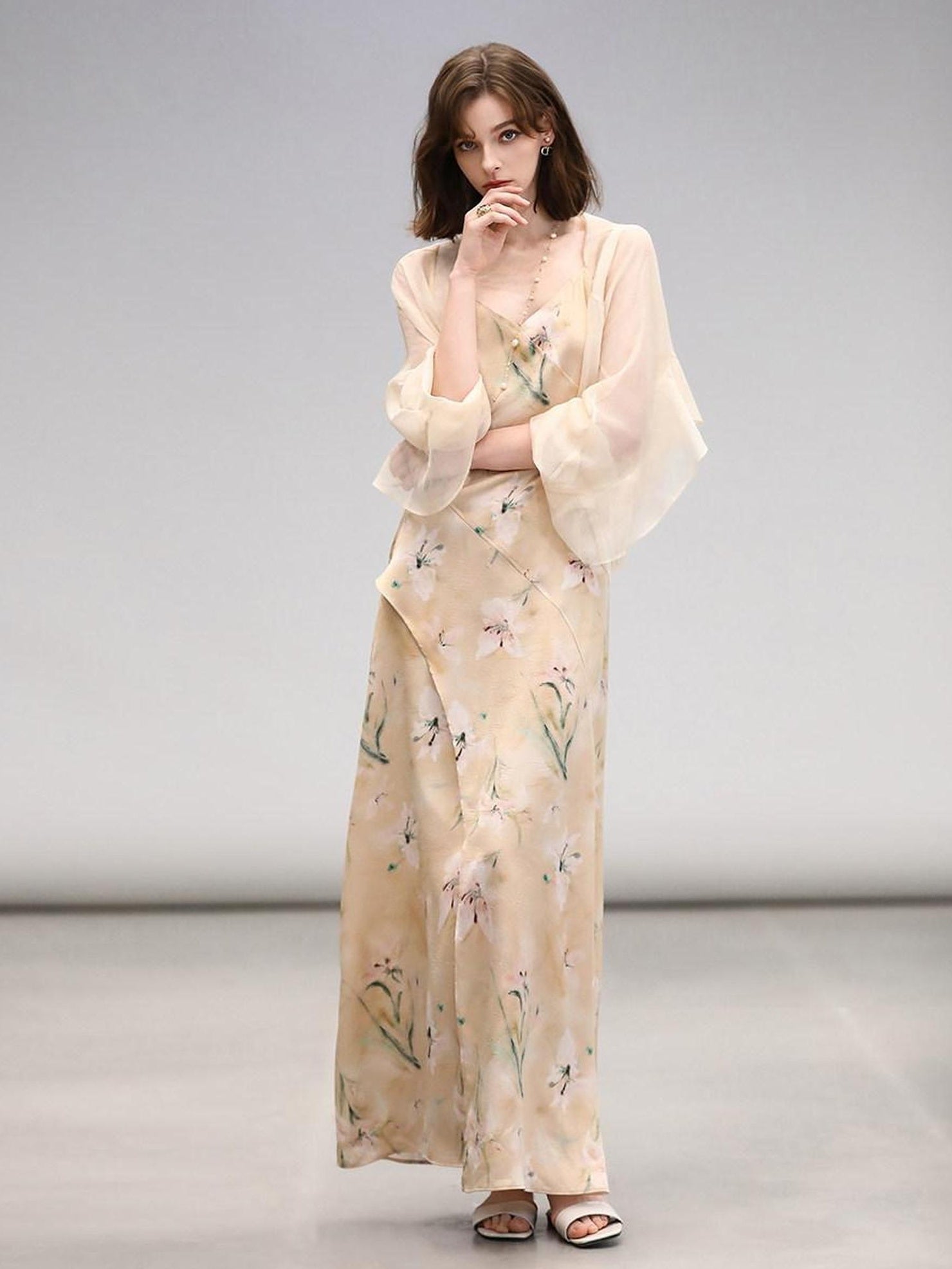 COCOBELLA Elegant Floral V Neck A Line Spaghetti Strap Women City Date Travel Dresses