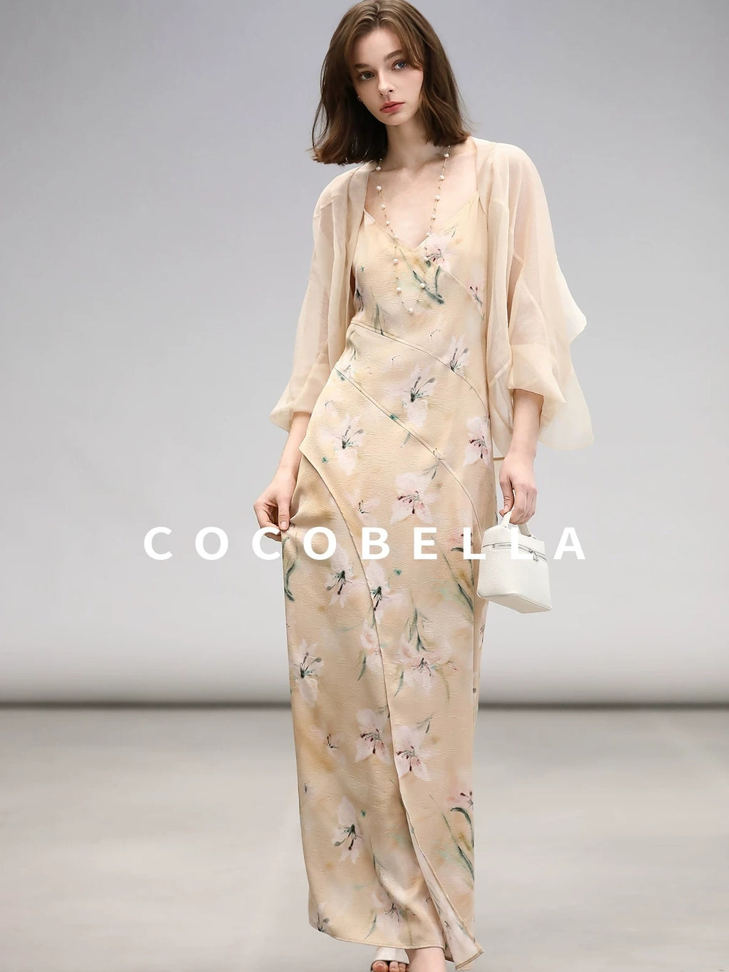 COCOBELLA Elegant Floral V Neck A Line Spaghetti Strap Women City Date Travel Dresses