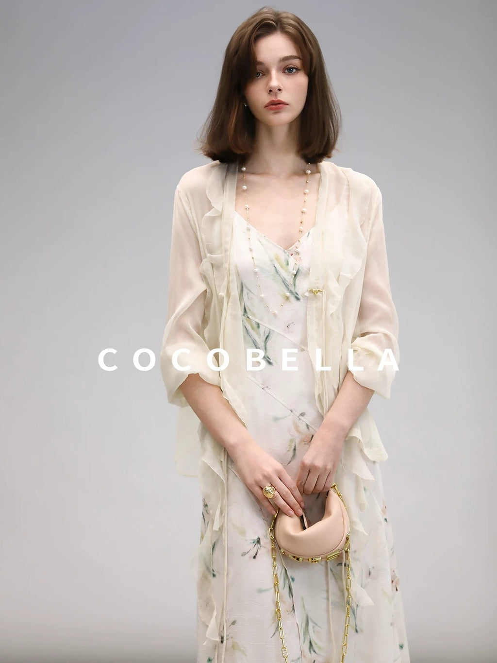 COCOBELLA Elegant Floral V Neck A Line Spaghetti Strap Women City Date Travel Dresses