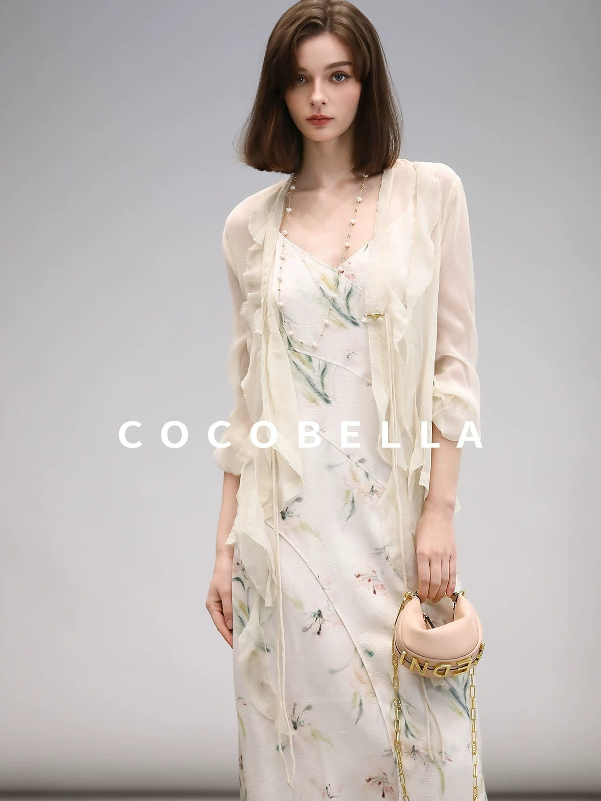 COCOBELLA Elegant Floral V Neck A Line Spaghetti Strap Women City Date Travel Dresses