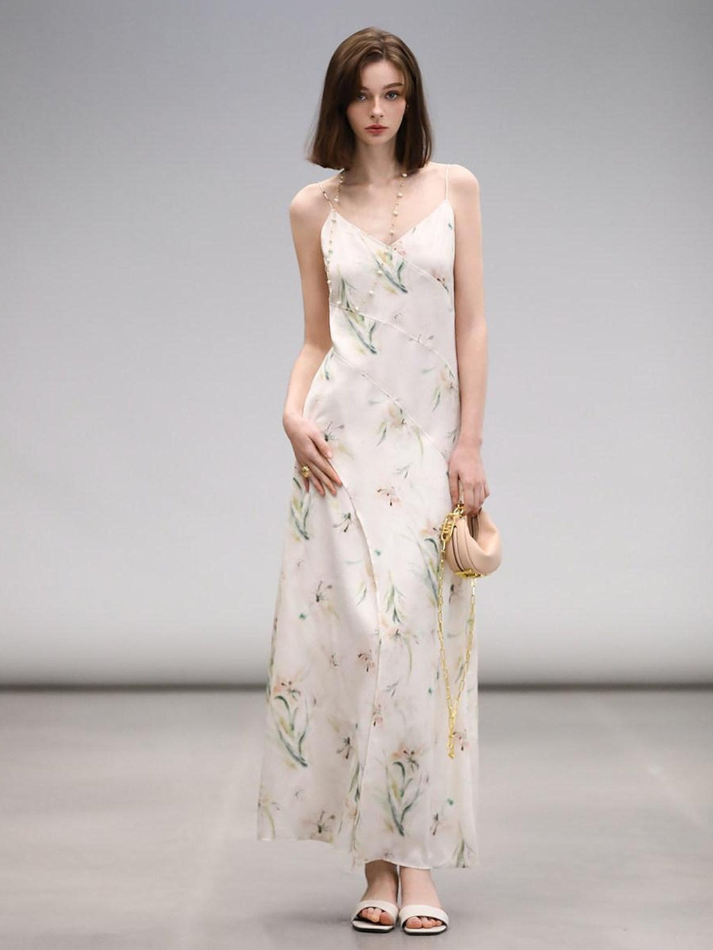 COCOBELLA Elegant Floral V Neck A Line Spaghetti Strap Women City Date Travel Dresses