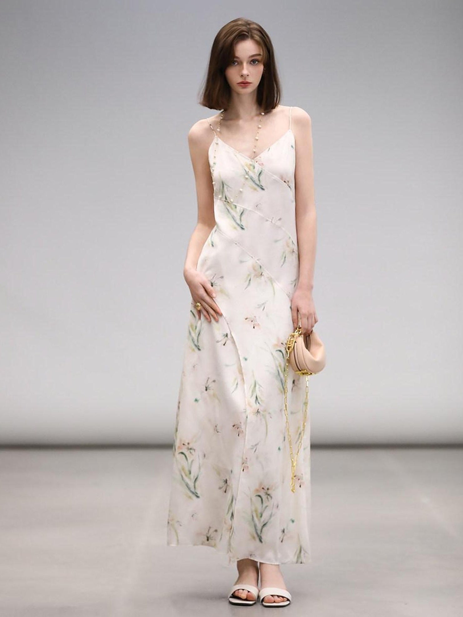 COCOBELLA Elegant Floral V Neck A Line Spaghetti Strap Women City Date Travel Dresses