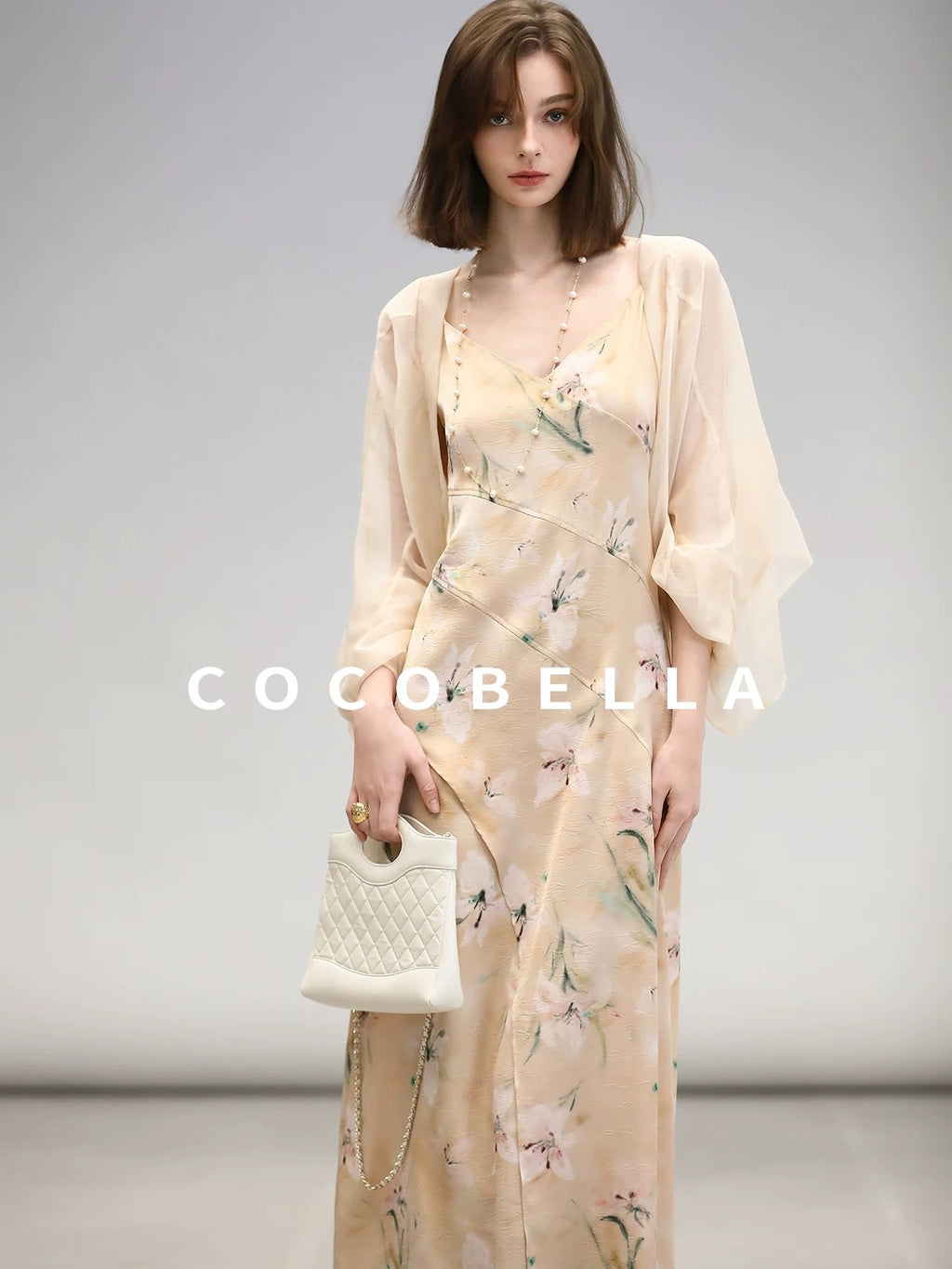 COCOBELLA Elegant Floral V Neck A Line Spaghetti Strap Women City Date Travel Dresses