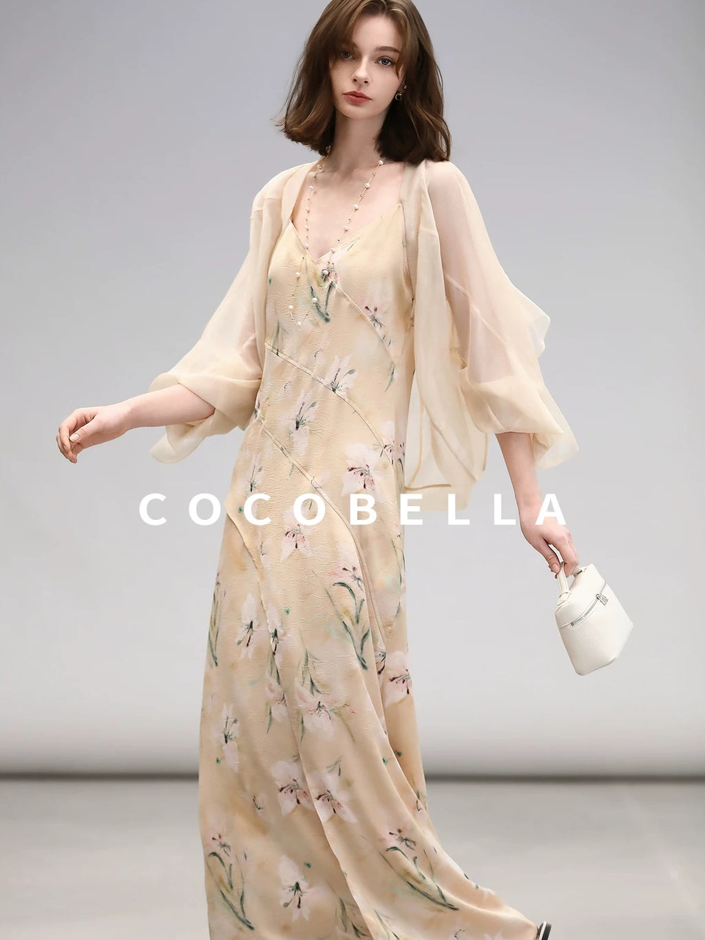 COCOBELLA Elegant Floral V Neck A Line Spaghetti Strap Women City Date Travel Dresses
