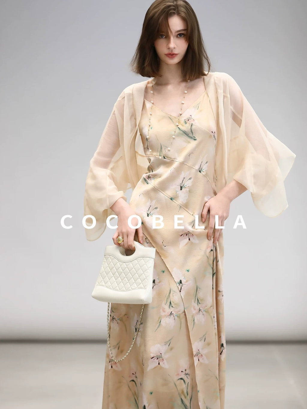 COCOBELLA Elegant Floral V Neck A Line Spaghetti Strap Women City Date Travel Dresses