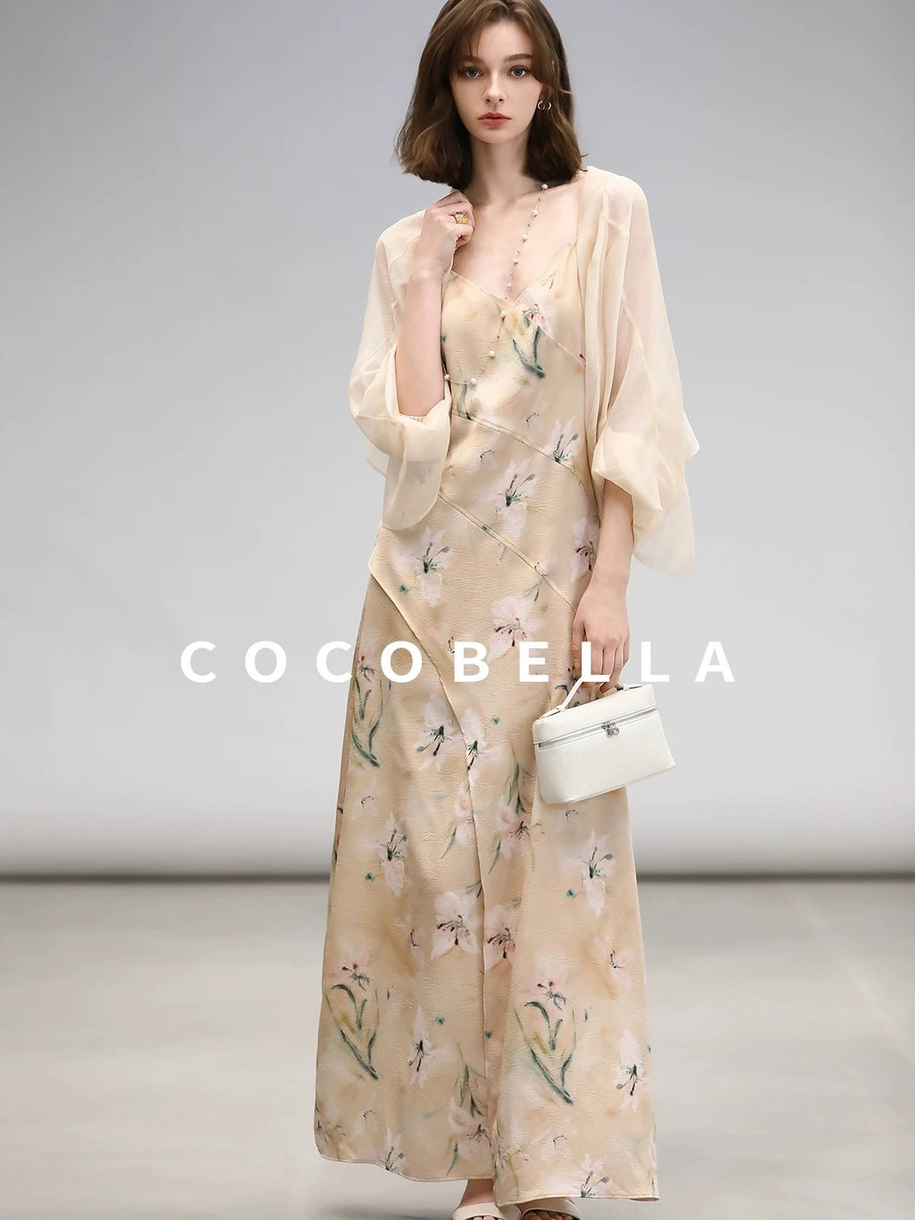 COCOBELLA Elegant Floral V Neck A Line Spaghetti Strap Women City Date Travel Dresses