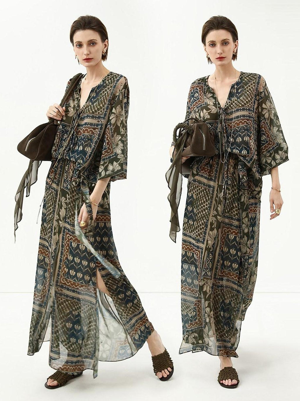 COCOBELLA Elegant French Print Straight Fit Long Puff Sleeve Round Neck Women Pop T-Shirts