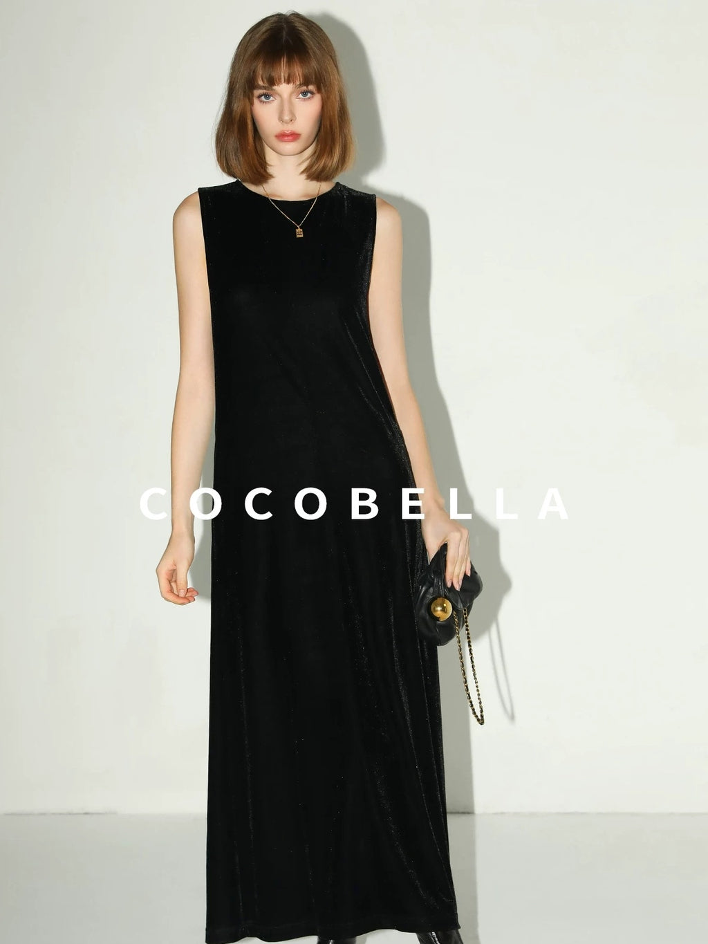 COCOBELLA Elegant Hepburn Sleeveless A Line Belt Side Slit Office Little Black Dresses