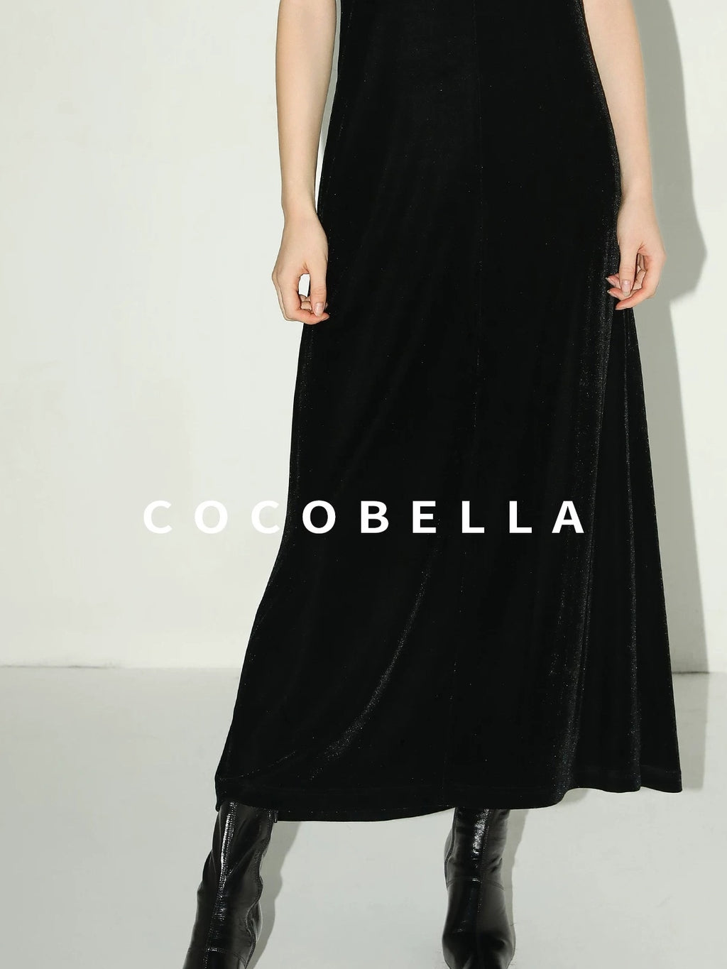 COCOBELLA Elegant Hepburn Sleeveless A Line Belt Side Slit Office Little Black Dresses