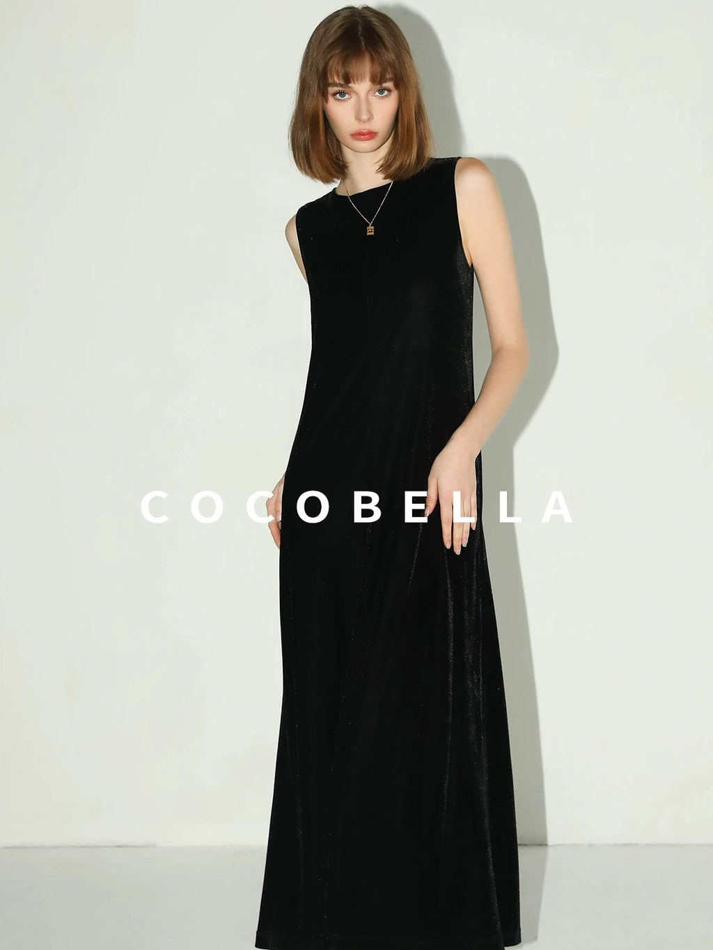 COCOBELLA Elegant Hepburn Sleeveless A Line Belt Side Slit Office Little Black Dresses
