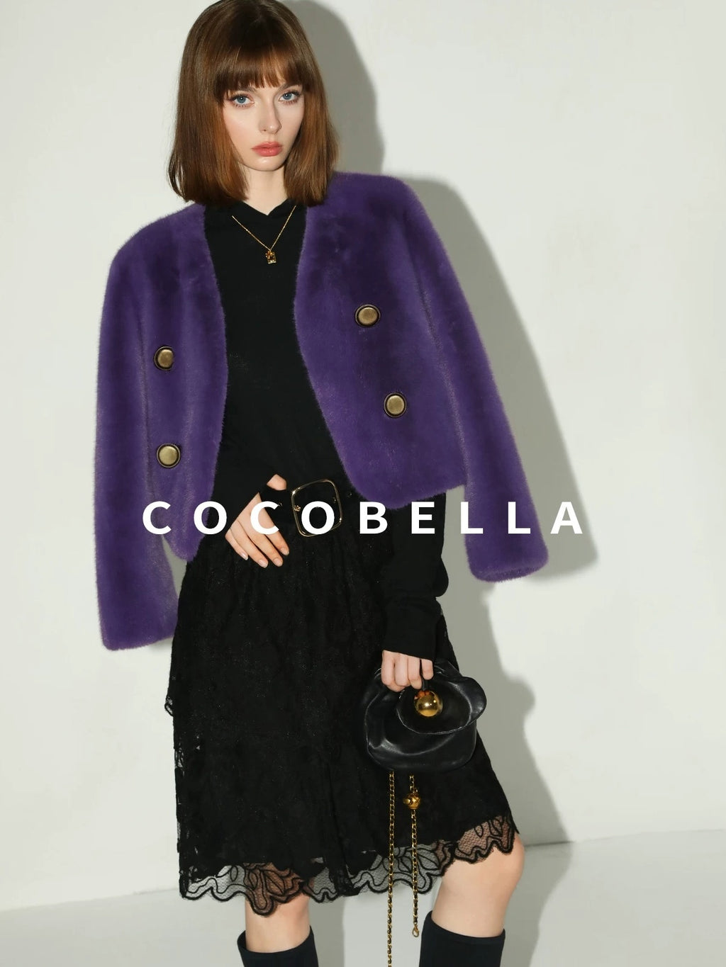 COCOBELLA Elegant High Waist Lace Mesh A Line Straight Office Commuter Black Nylon Skirts