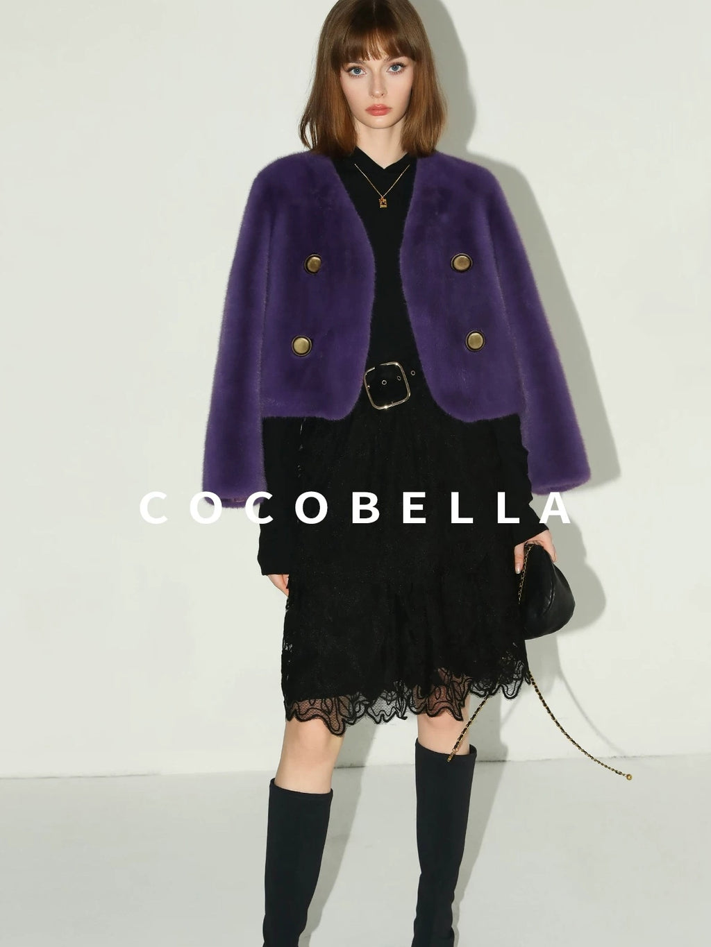 COCOBELLA Elegant High Waist Lace Mesh A Line Straight Office Commuter Black Nylon Skirts