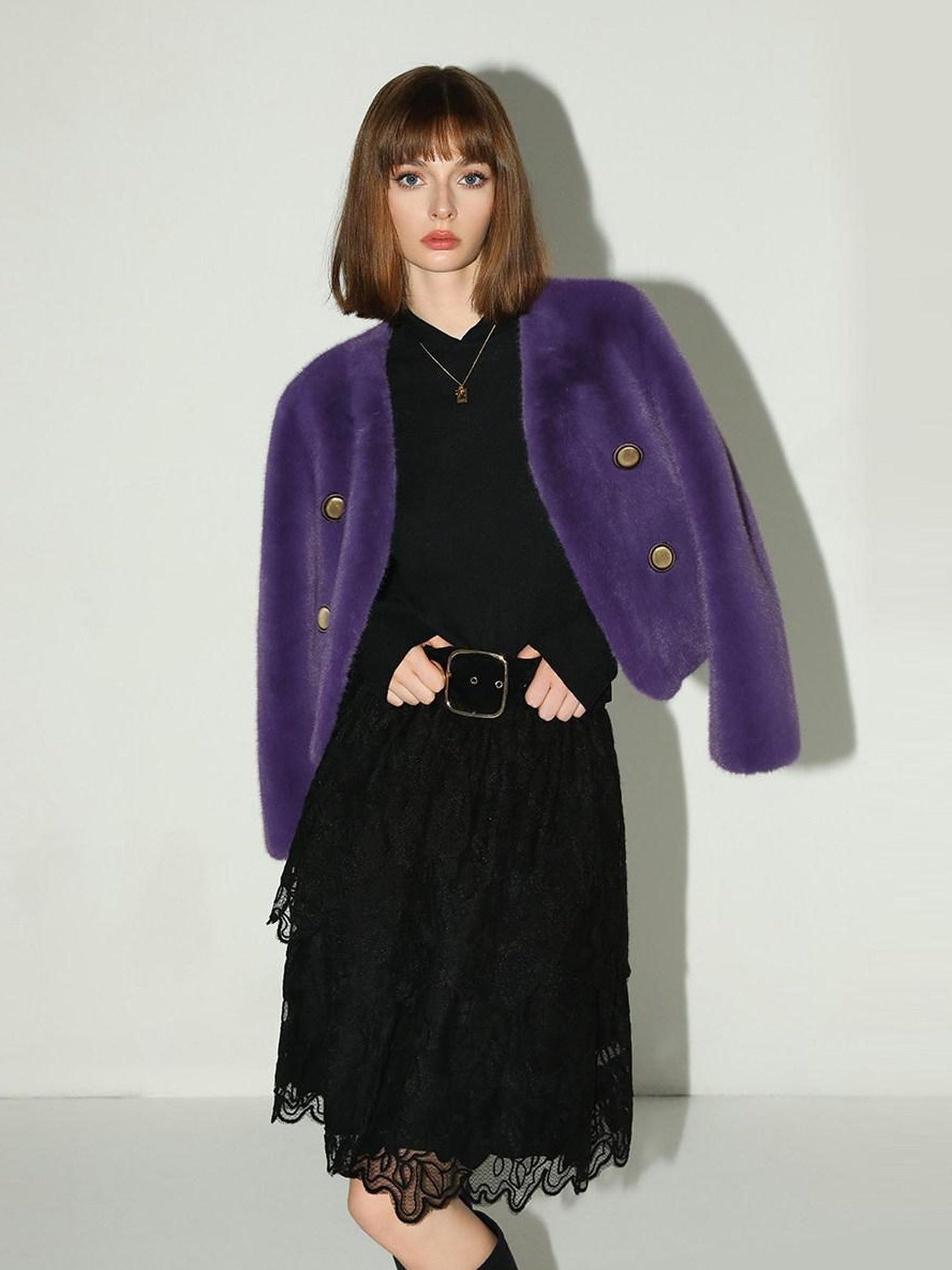 COCOBELLA Elegant High Waist Lace Mesh A Line Straight Office Commuter Black Nylon Skirts