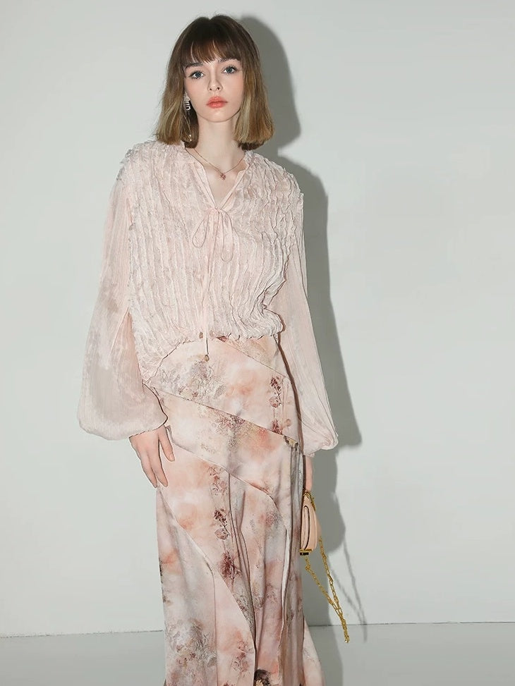 COCOBELLA Elegant High Waist Patchwork Floral H Silhouette Women Casual Midi Skirts