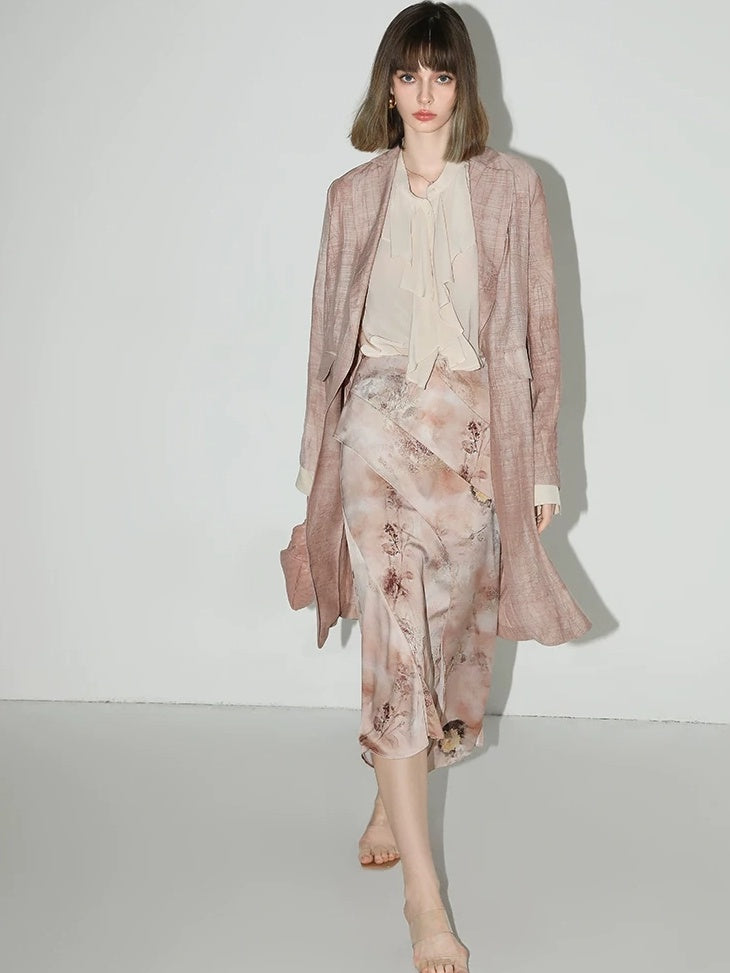 COCOBELLA Elegant High Waist Patchwork Floral H Silhouette Women Casual Midi Skirts