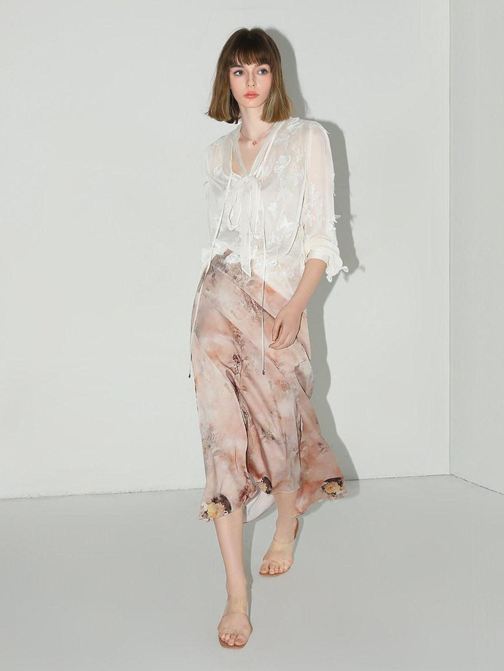 COCOBELLA Elegant High Waist Patchwork Floral H Silhouette Women Casual Midi Skirts