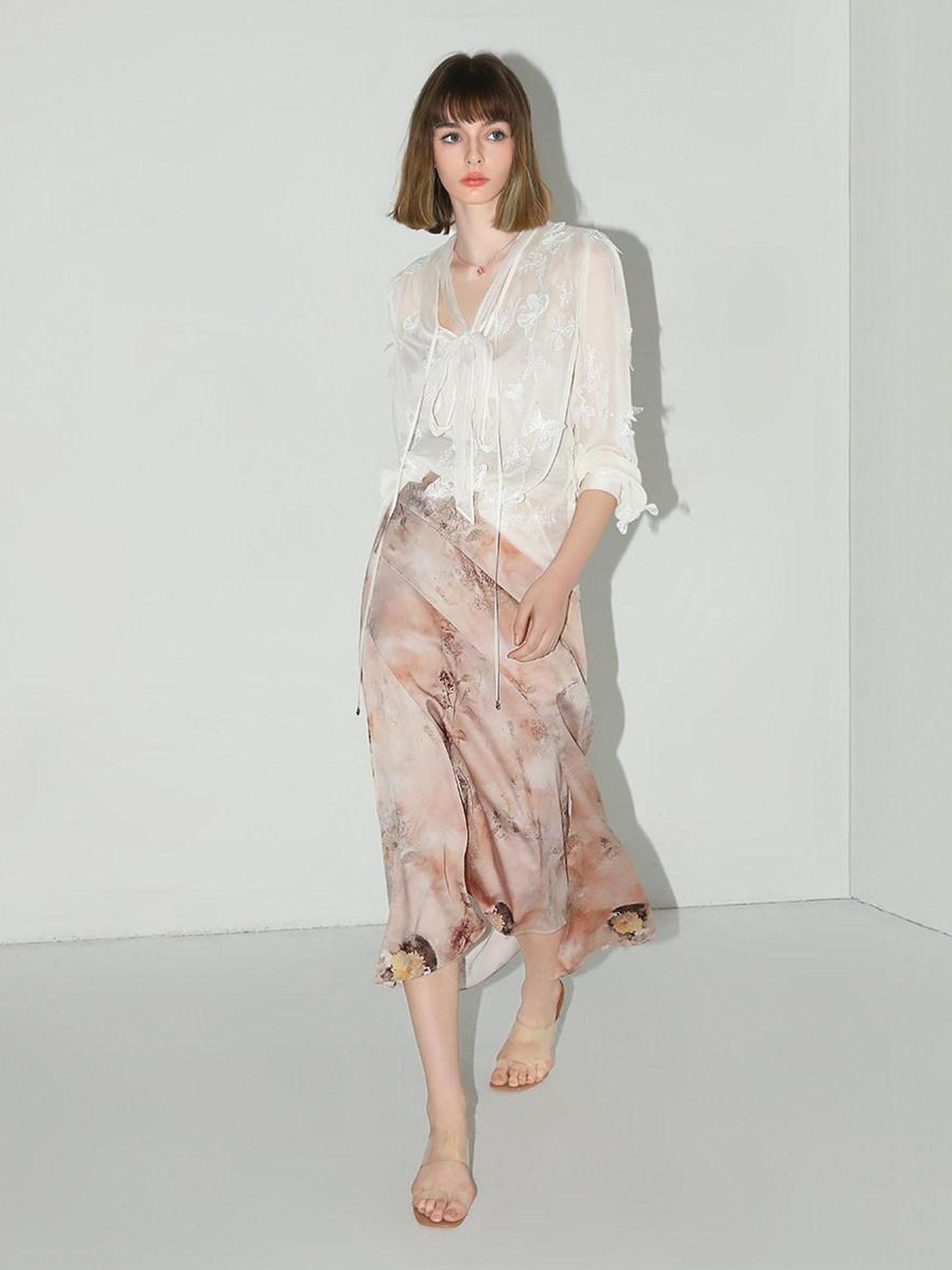 COCOBELLA Elegant High Waist Patchwork Floral H Silhouette Women Casual Midi Skirts