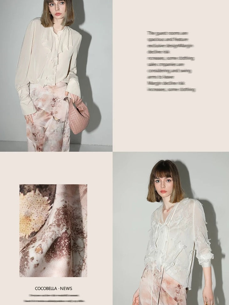 COCOBELLA Elegant High Waist Patchwork Floral H Silhouette Women Casual Midi Skirts