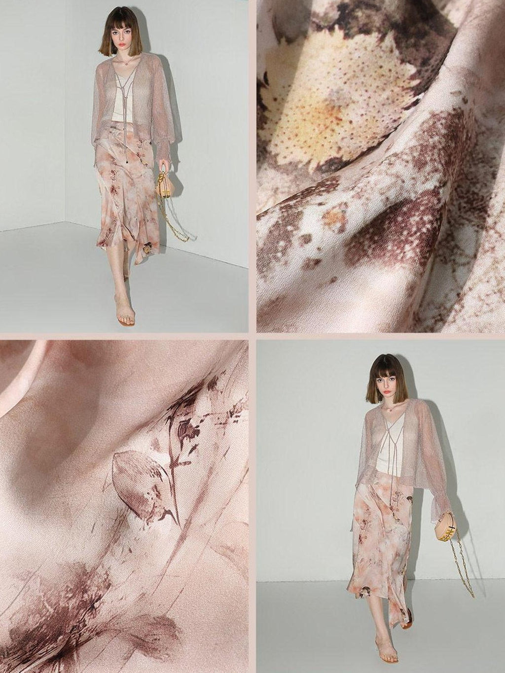 COCOBELLA Elegant High Waist Patchwork Floral H Silhouette Women Casual Midi Skirts