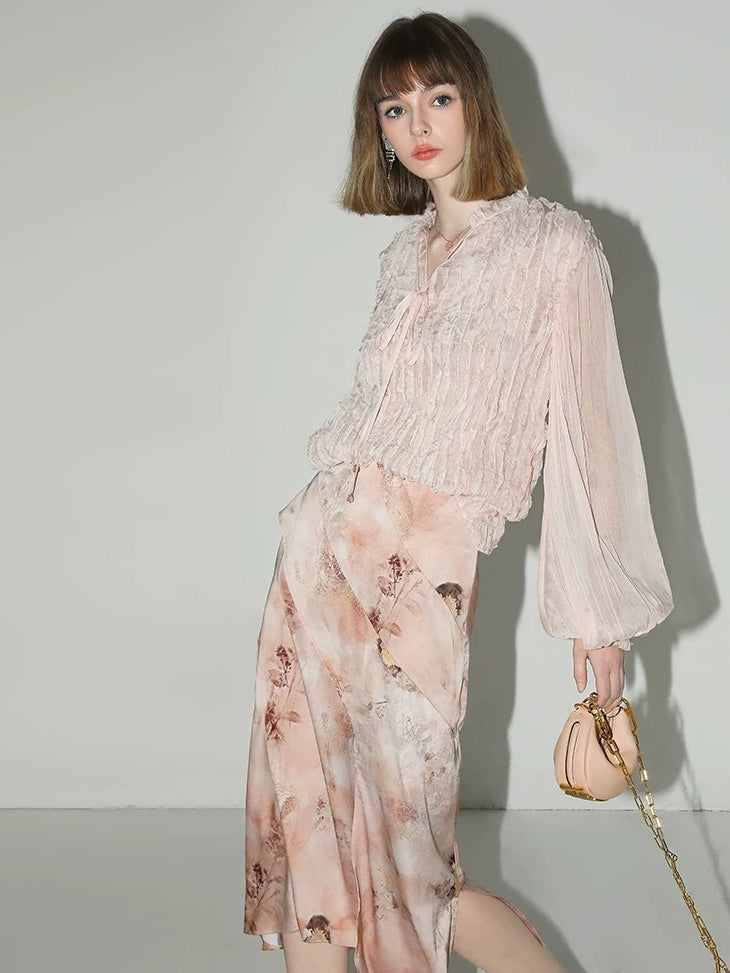 COCOBELLA Elegant High Waist Patchwork Floral H Silhouette Women Casual Midi Skirts