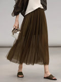 COCOBELLA_Elegant_High_Waist_Pleated_Tulle_Gold_Belt_A_Line_For_Office_Maxi_Skirts_MISSTT