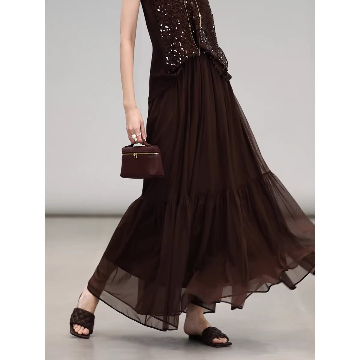 COCOBELLA_Elegant_High_Waist_Ruched_Tulle_A_Line_Women_Office_Polyester_Skirts_MISSTT