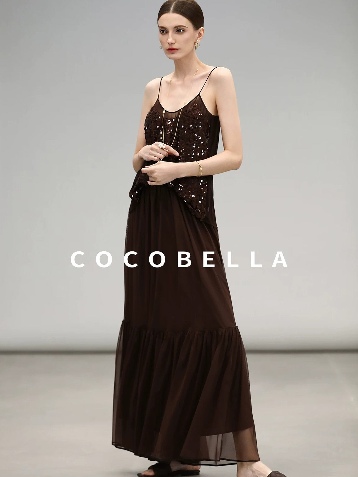 COCOBELLA Elegant High Waist Ruched Tulle A Line Women Office Polyester Skirts