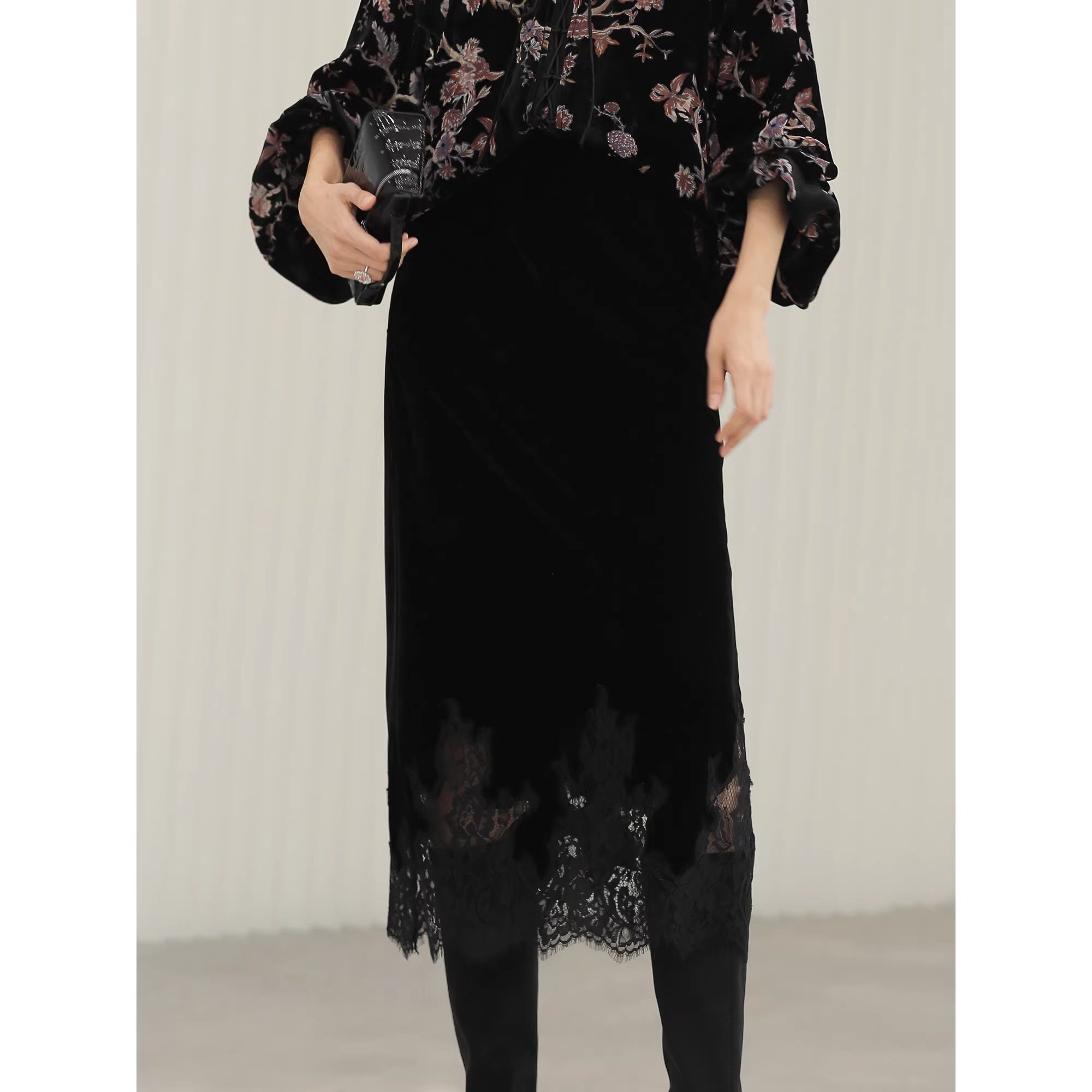 COCOBELLA_Elegant_Lace_Patchwork_Mid_Waist_Straight_H_Line_Women_Midi_Skirts_MISSTT