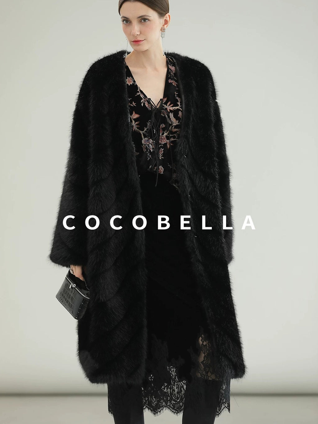 COCOBELLA Elegant Lace Patchwork Mid Waist Straight H Line Women Midi Skirts