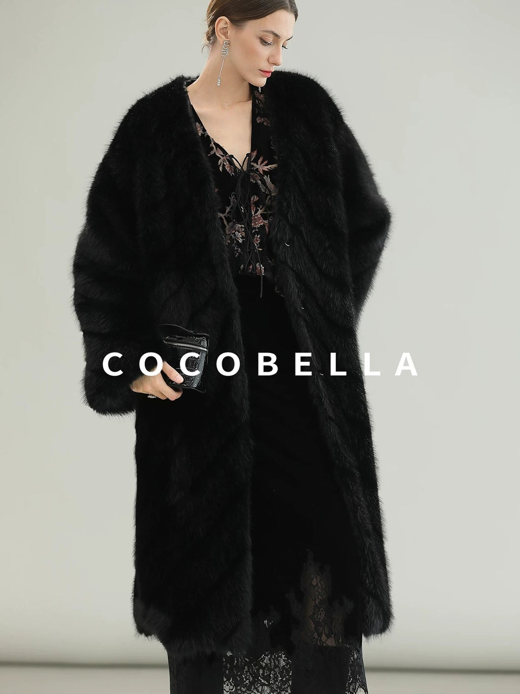 COCOBELLA Elegant Lace Patchwork Mid Waist Straight H Line Women Midi Skirts