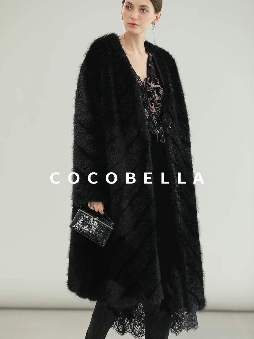 COCOBELLA Elegant Lace Patchwork Mid Waist Straight H Line Women Midi Skirts