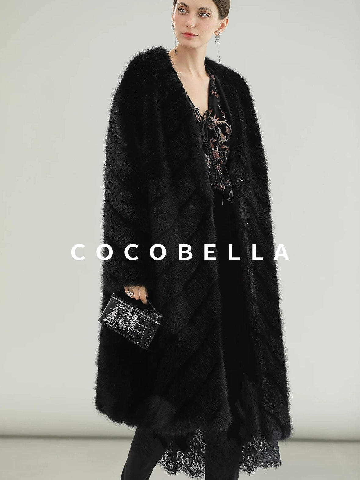 COCOBELLA Elegant Lace Patchwork Mid Waist Straight H Line Women Midi Skirts