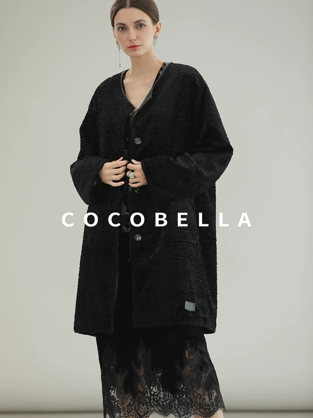 COCOBELLA Elegant Lace Patchwork Mid Waist Straight H Line Women Midi Skirts