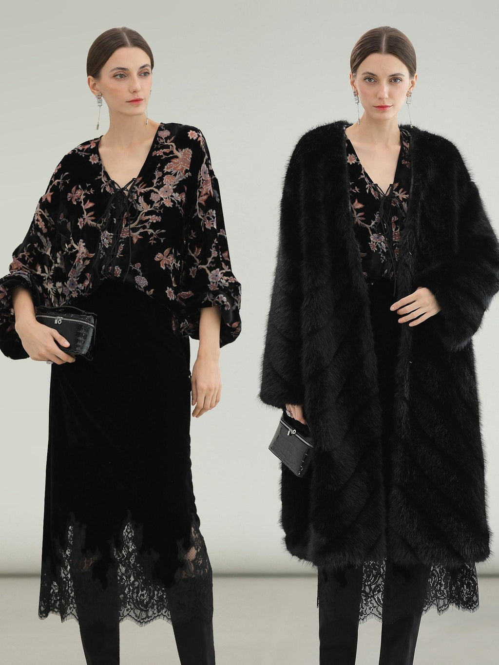 COCOBELLA Elegant Lace Patchwork Mid Waist Straight H Line Women Midi Skirts