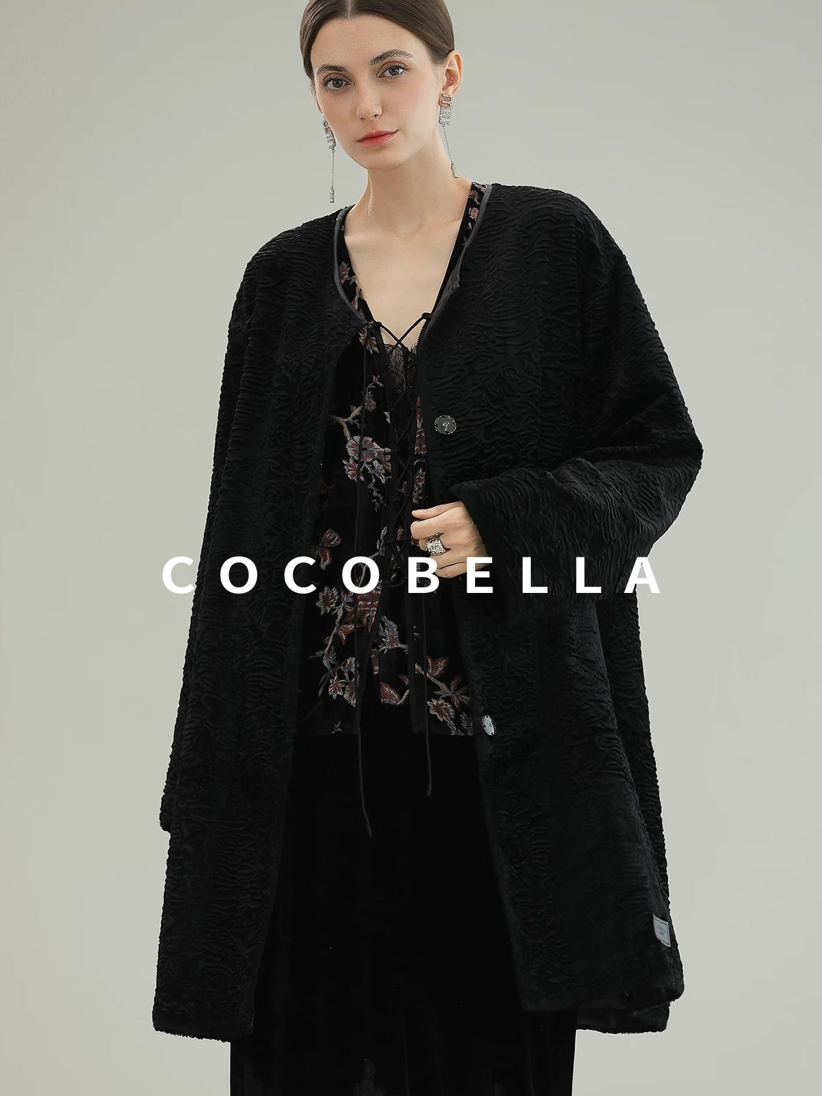 COCOBELLA Elegant Lace Patchwork Mid Waist Straight H Line Women Midi Skirts