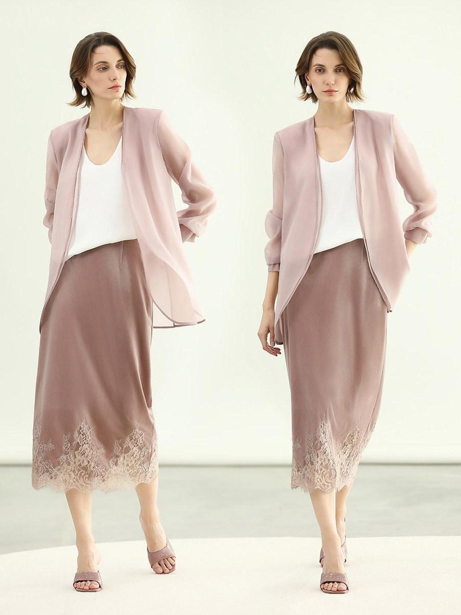 COCOBELLA Elegant Lace Velvet Patchwork Mid Waist Straight Sheath Women Office Midi Skirts