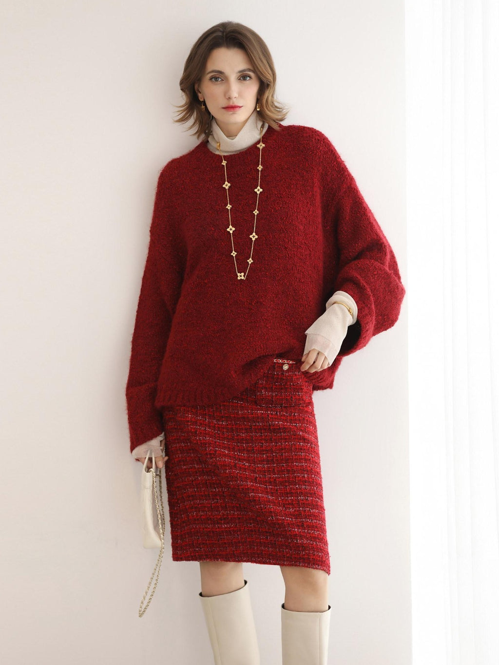 COCOBELLA Elegant Mid Waist Pencil Straight Buttons Chain Pockets City Commute Skirts