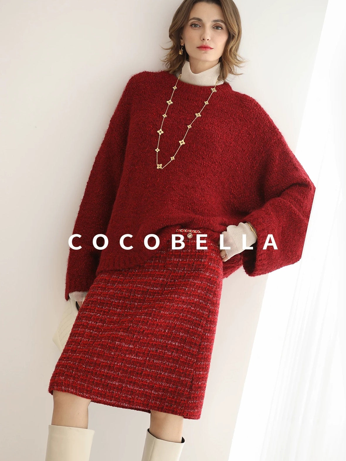 COCOBELLA Elegant Mid Waist Pencil Straight Buttons Chain Pockets City Commute Skirts