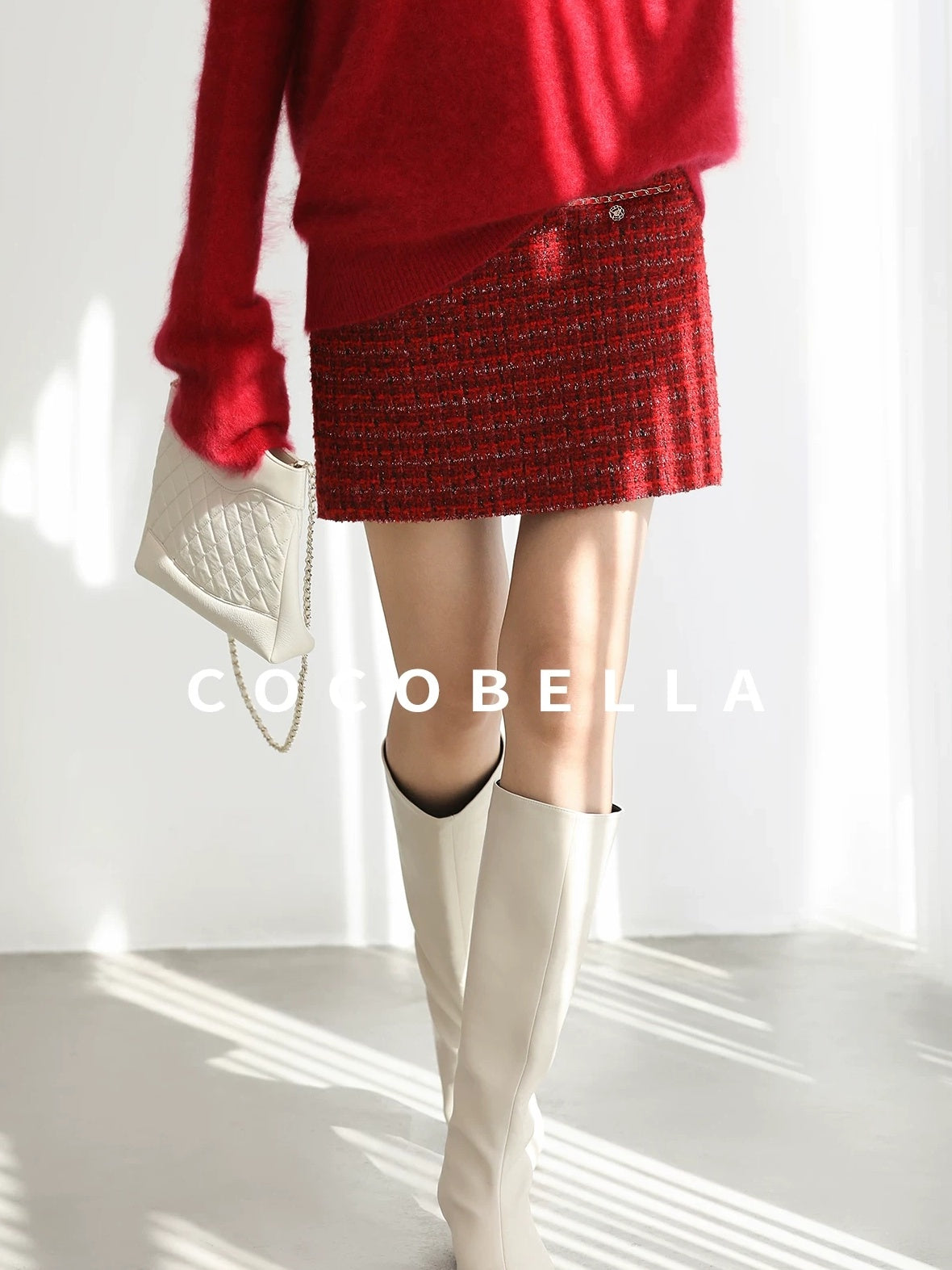 COCOBELLA Elegant Mid Waist Pencil Straight Buttons Chain Pockets City Commute Skirts