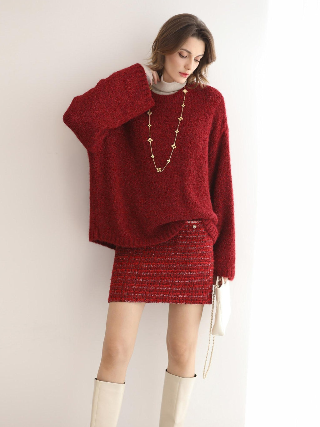 COCOBELLA Elegant Mid Waist Pencil Straight Buttons Chain Pockets City Commute Skirts