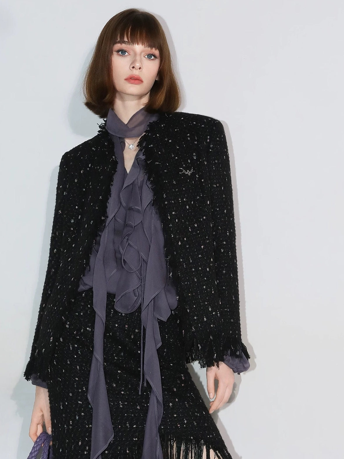 COCOBELLA Elegant Ruffle Tie Puff Sleeve Loose Office Women Chiffon Solid T-Shirts