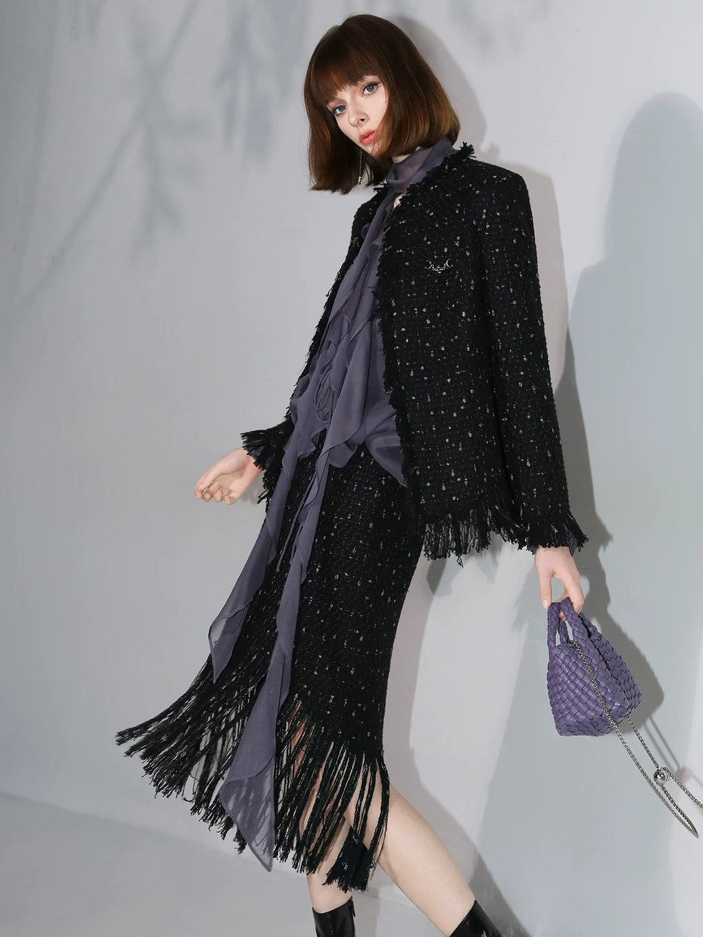 COCOBELLA Elegant Ruffle Tie Puff Sleeve Loose Office Women Chiffon Solid T-Shirts