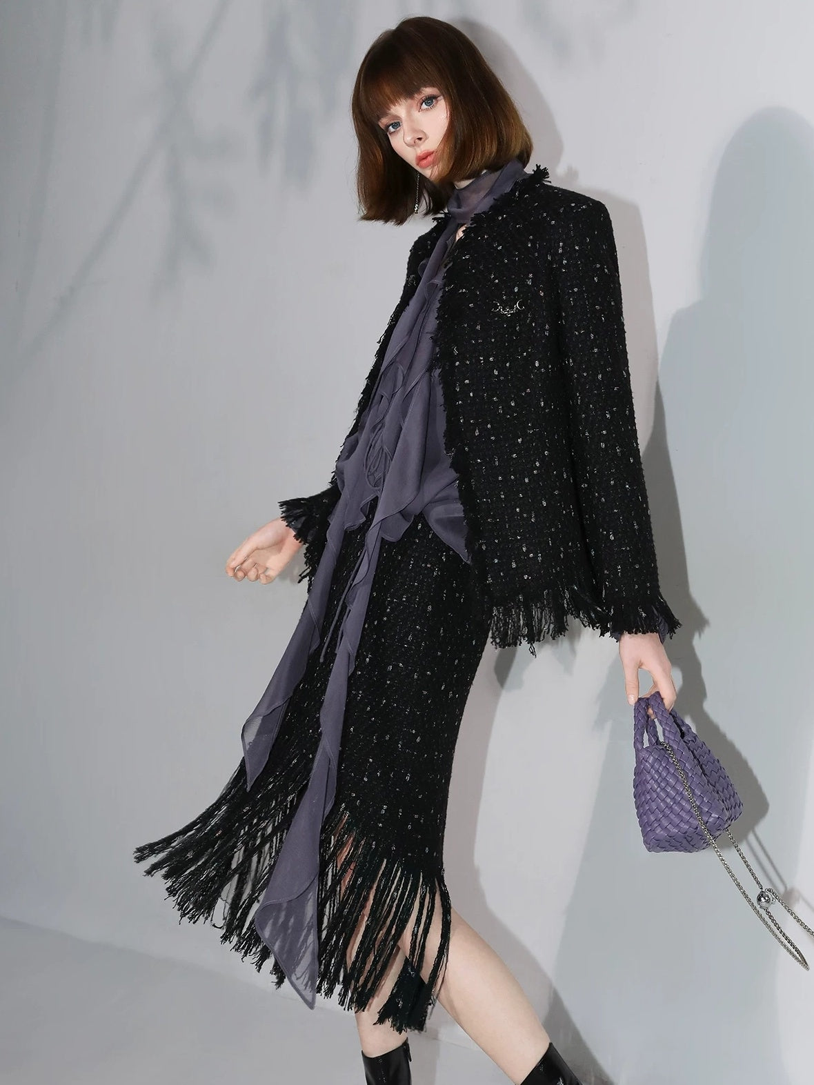 COCOBELLA Elegant Ruffle Tie Puff Sleeve Loose Office Women Chiffon Solid T-Shirts