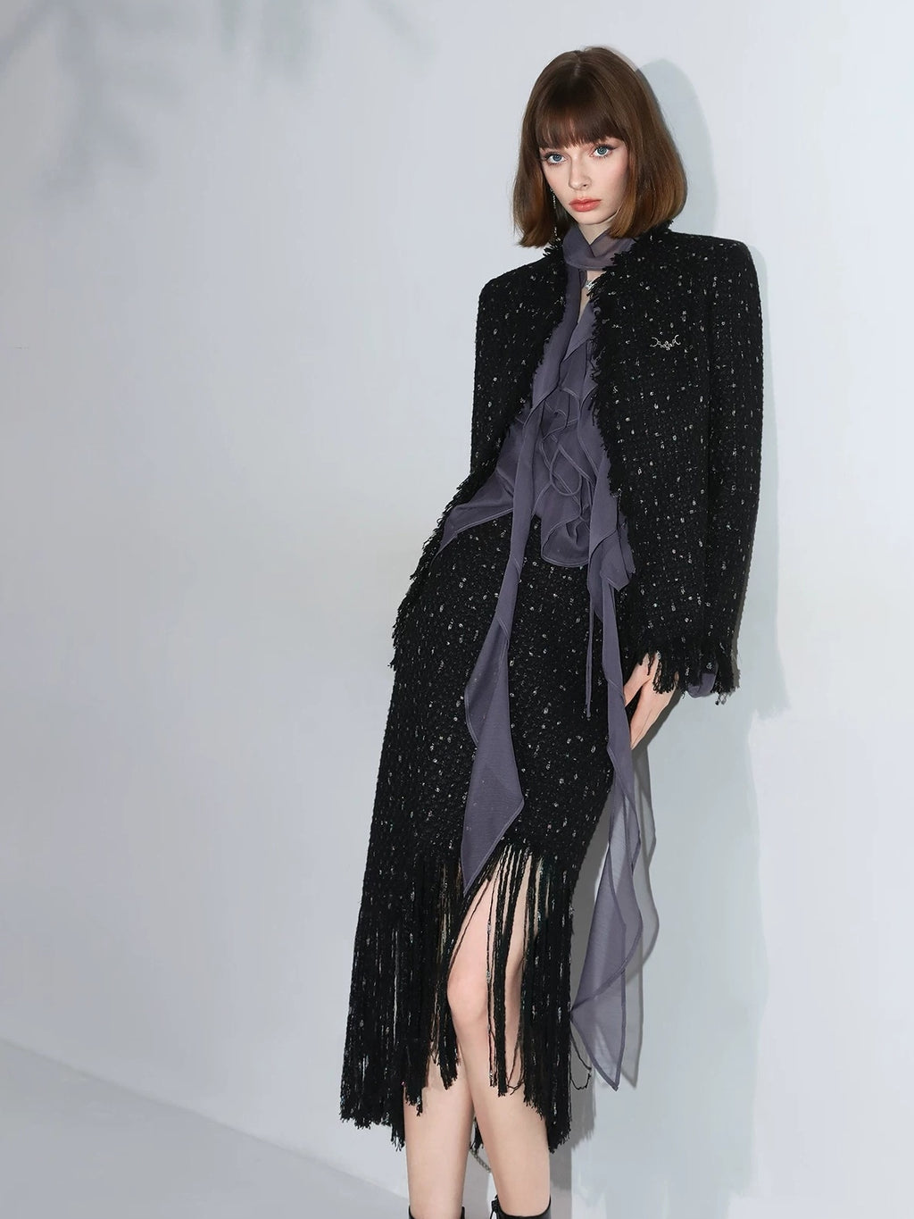 COCOBELLA Elegant Ruffle Tie Puff Sleeve Loose Office Women Chiffon Solid T-Shirts