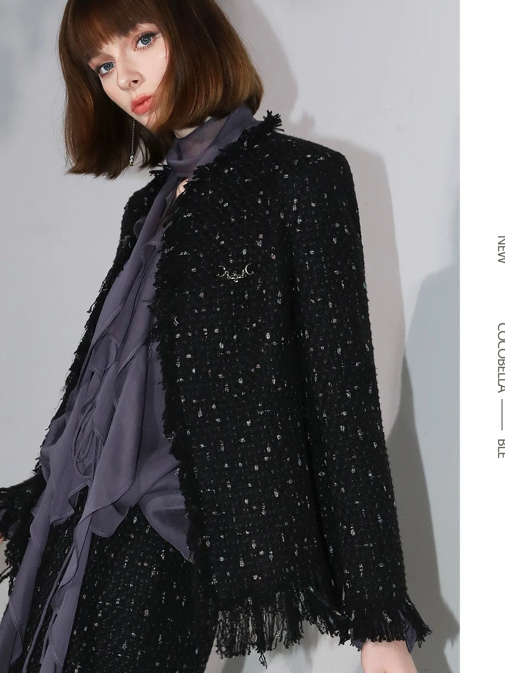 COCOBELLA Elegant Ruffle Tie Puff Sleeve Loose Office Women Chiffon Solid T-Shirts