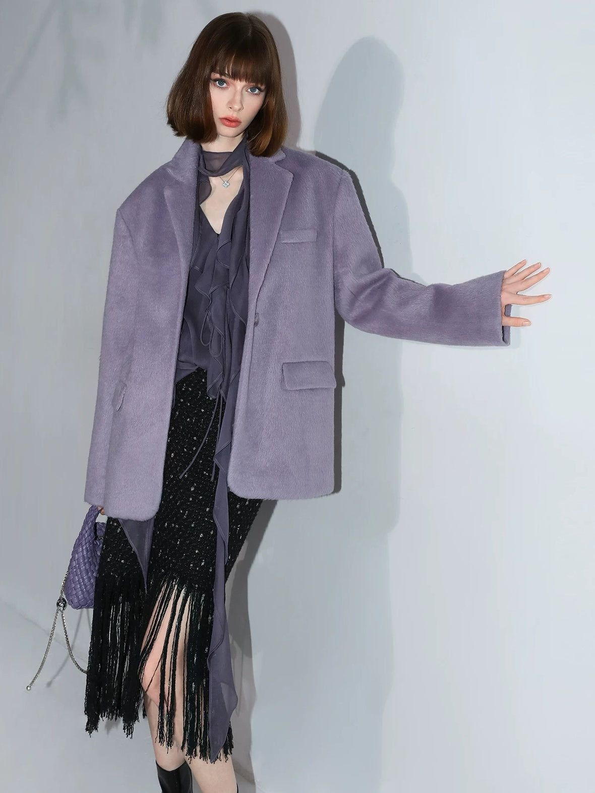 COCOBELLA Elegant Ruffle Tie Puff Sleeve Loose Office Women Chiffon Solid T-Shirts