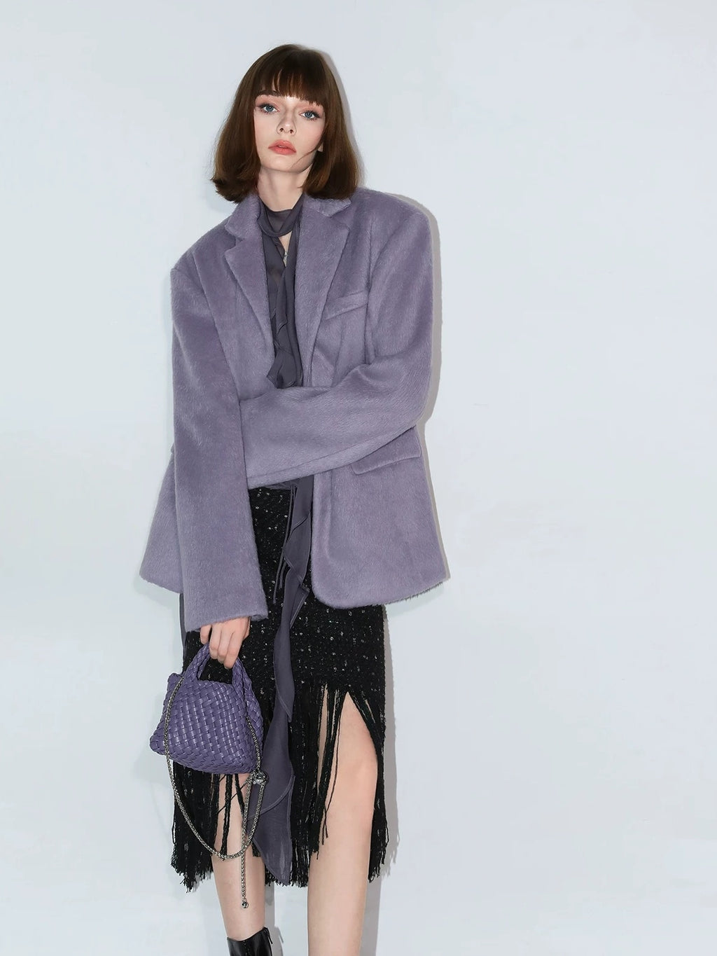 COCOBELLA Elegant Ruffle Tie Puff Sleeve Loose Office Women Chiffon Solid T-Shirts