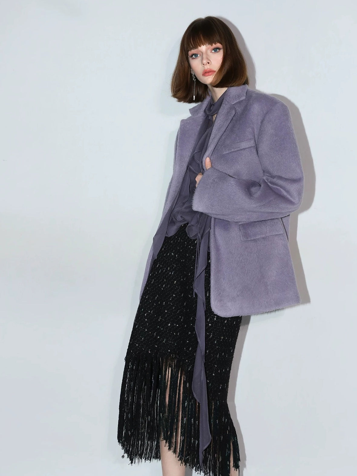 COCOBELLA Elegant Ruffle Tie Puff Sleeve Loose Office Women Chiffon Solid T-Shirts