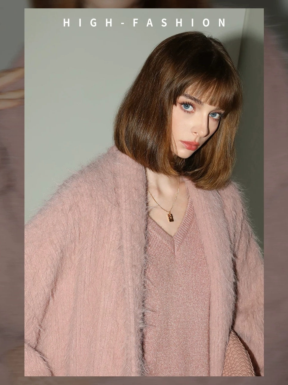 COCOBELLA Elegant Sparkle Knit V Neck Loose Waist H Line Long Sleeve Work Dresses